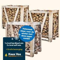 Super combi: 1x Krat hardhout mix + 2x krat soft mix strak gestapeld Kopen | Haardhout Altena