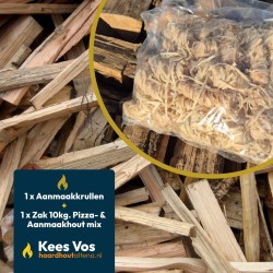 Aanmaakpakket Krullen 1 kg + Pizza- & Aanmaakhout Mix 10 kg | Haardhout Altena