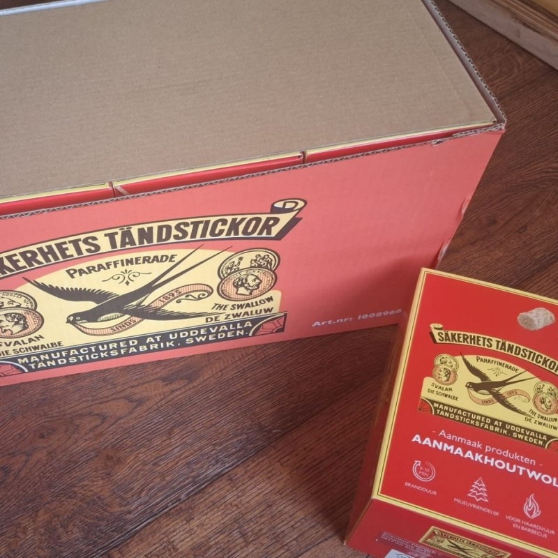 Zwaluw aanmaakhoutwol (omdoos) | 8x doos 48 stuks | Haardhout Altena