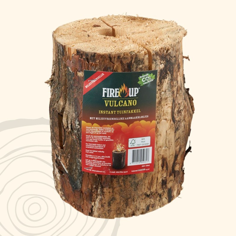 Fire-Up Vulcano haardblok kopen | 2-in-1 fakkel & haardblok | Haardhout Altena
